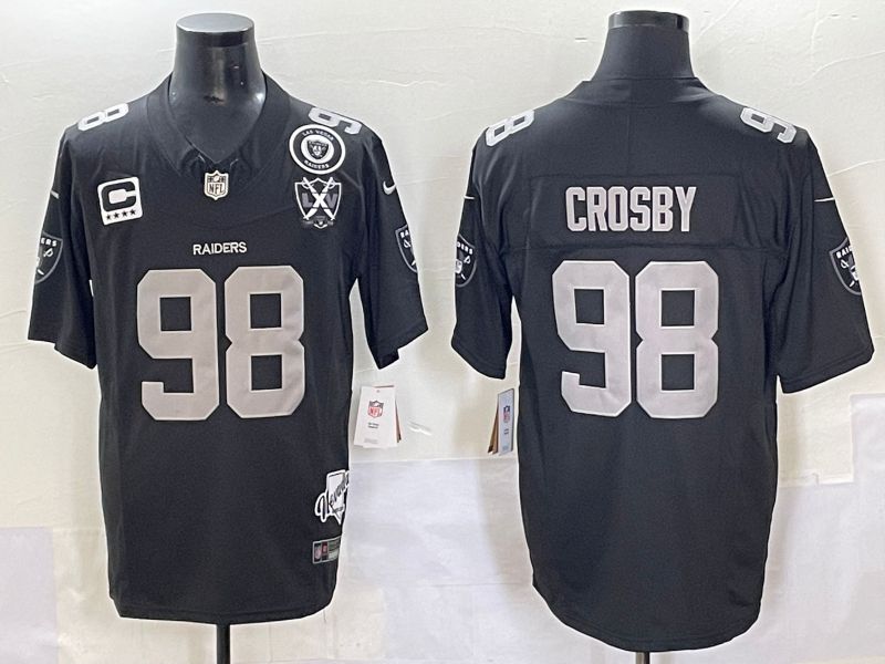 Men 2025 Oakland Raiders #98 Crosby Black Throwback Three generations Nike Limited NFL Jersey style 2->oakland raiders->NFL Jersey